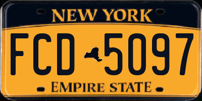 NY license plate FCD5097