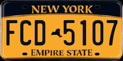 NY license plate FCD5107