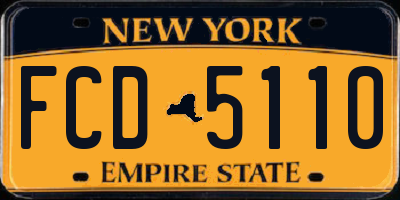 NY license plate FCD5110