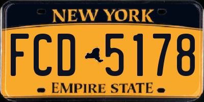 NY license plate FCD5178