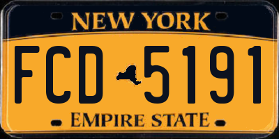 NY license plate FCD5191