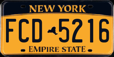 NY license plate FCD5216