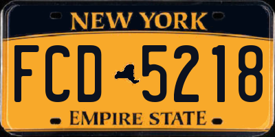 NY license plate FCD5218