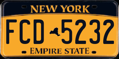 NY license plate FCD5232