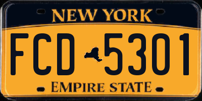 NY license plate FCD5301