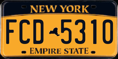NY license plate FCD5310