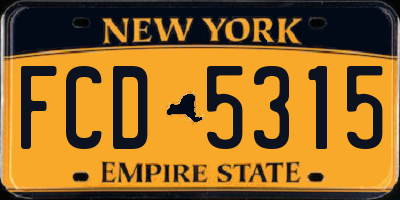NY license plate FCD5315