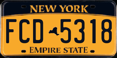 NY license plate FCD5318