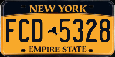 NY license plate FCD5328