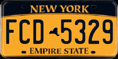 NY license plate FCD5329