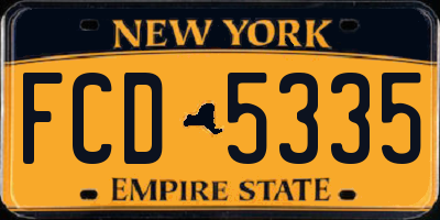 NY license plate FCD5335