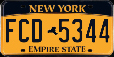 NY license plate FCD5344