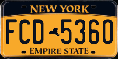 NY license plate FCD5360