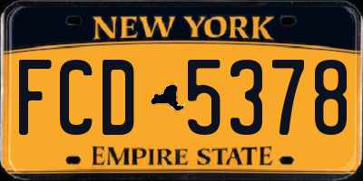 NY license plate FCD5378