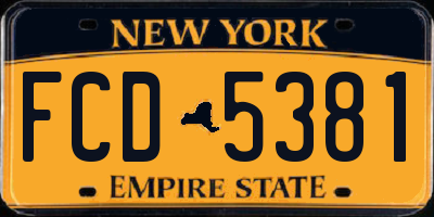 NY license plate FCD5381