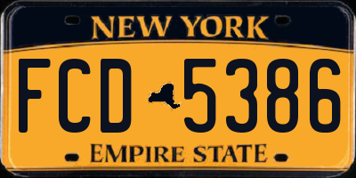 NY license plate FCD5386