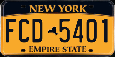 NY license plate FCD5401