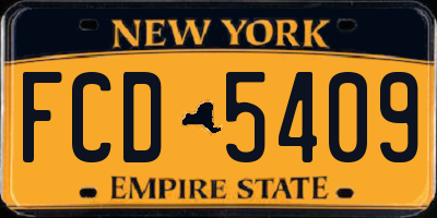 NY license plate FCD5409
