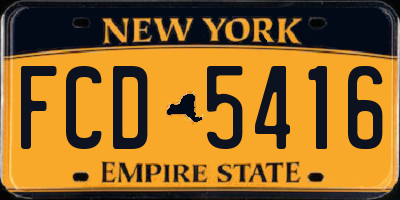 NY license plate FCD5416