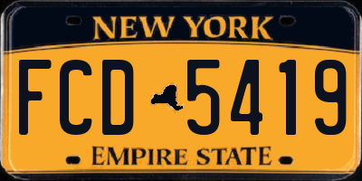 NY license plate FCD5419