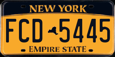 NY license plate FCD5445