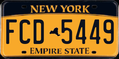NY license plate FCD5449