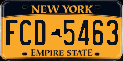 NY license plate FCD5463