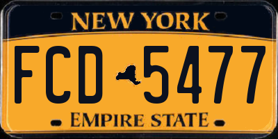 NY license plate FCD5477