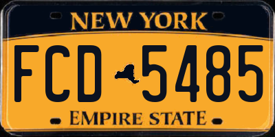 NY license plate FCD5485