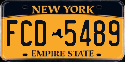 NY license plate FCD5489
