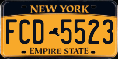 NY license plate FCD5523