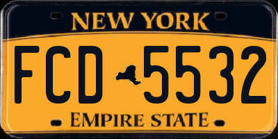 NY license plate FCD5532