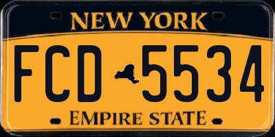 NY license plate FCD5534