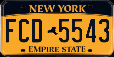 NY license plate FCD5543