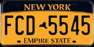 NY license plate FCD5545