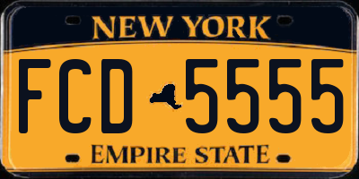 NY license plate FCD5555