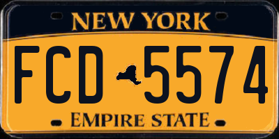 NY license plate FCD5574