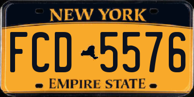 NY license plate FCD5576