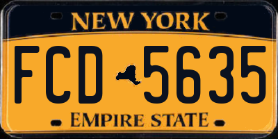 NY license plate FCD5635
