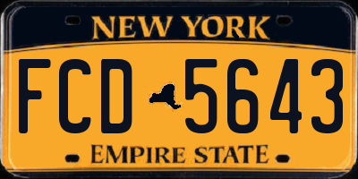 NY license plate FCD5643