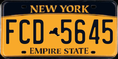 NY license plate FCD5645