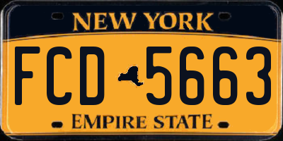 NY license plate FCD5663