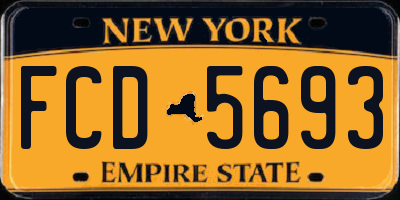 NY license plate FCD5693