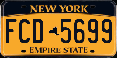 NY license plate FCD5699