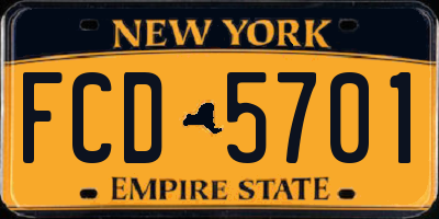 NY license plate FCD5701