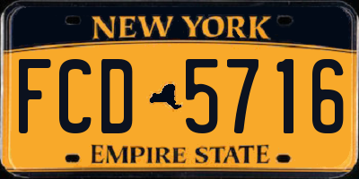 NY license plate FCD5716