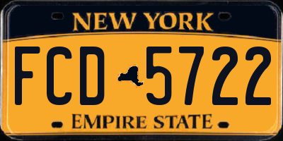 NY license plate FCD5722