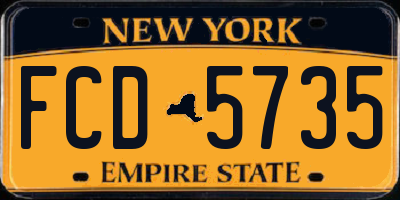 NY license plate FCD5735