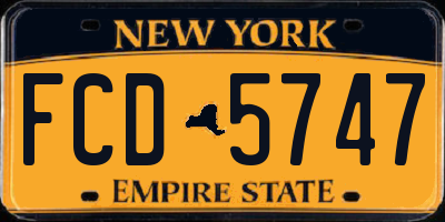 NY license plate FCD5747