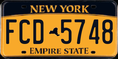 NY license plate FCD5748